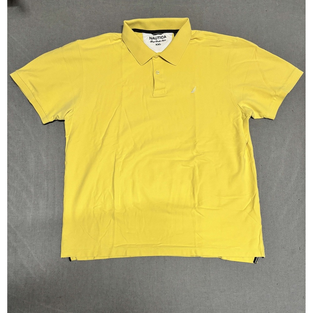 Nautica Mens True Deck Polo Shirt XXL Yellow 100% Cotton Short Sleeve Knit Solid